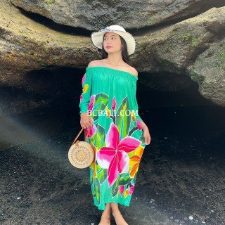 New Design Floral Rayon Dress Hand Painted 